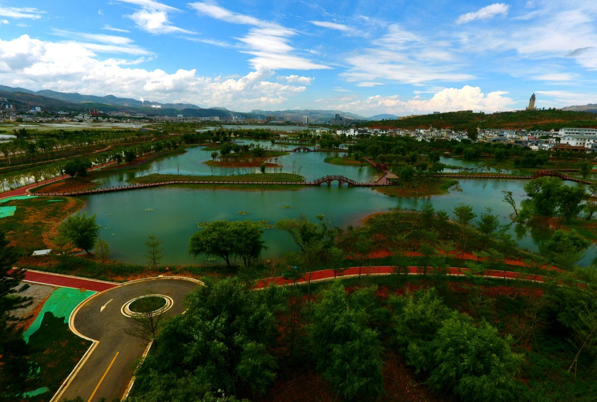 图为南洞河生态湿地治理效果
